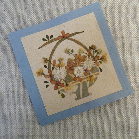 Harvest Flowers in Basket Handmade Fair Trade Greetings Card
