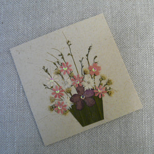 Pink and White Daisies in Pot Handmade Fair Trade Greetings Card