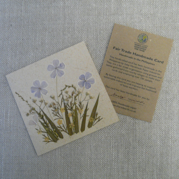 Blue Meadow Flowers Handmade Fair Trade Greetings Card