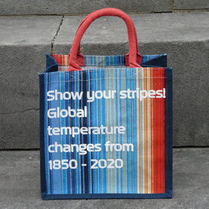 Global Temperatures Stripes Square Jute Bag