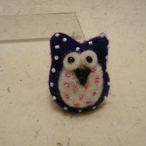 Owl with Beads Fair Trade Felt Keyring