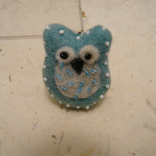Owl with Beads Fair Trade Felt Keyring