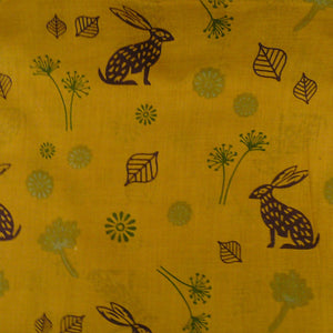 Mustard Cotton Mountain Hare Print Scarf