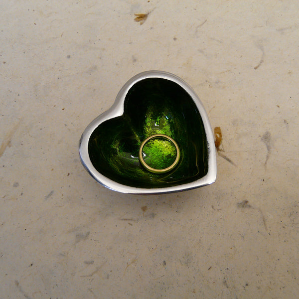 Lime Green Foiled Mini Recycled Aluminium Heart Dish