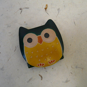 Green Owl Leather Coin Purse