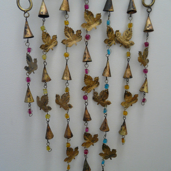 Leaf and Bird Windchime Mobile with Mixed Beads