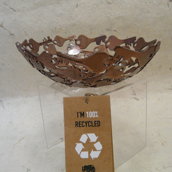 Upcycled Copper Finish Oval Keys Bowl