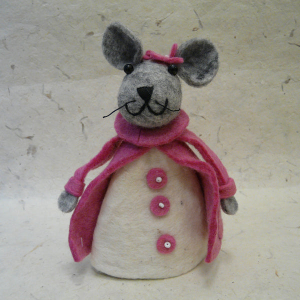 Large Grey Girl Mouse with Pink Jacket