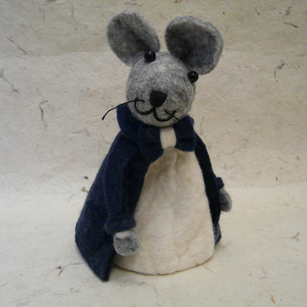 Large Grey Boy Mouse with Blue Jacket