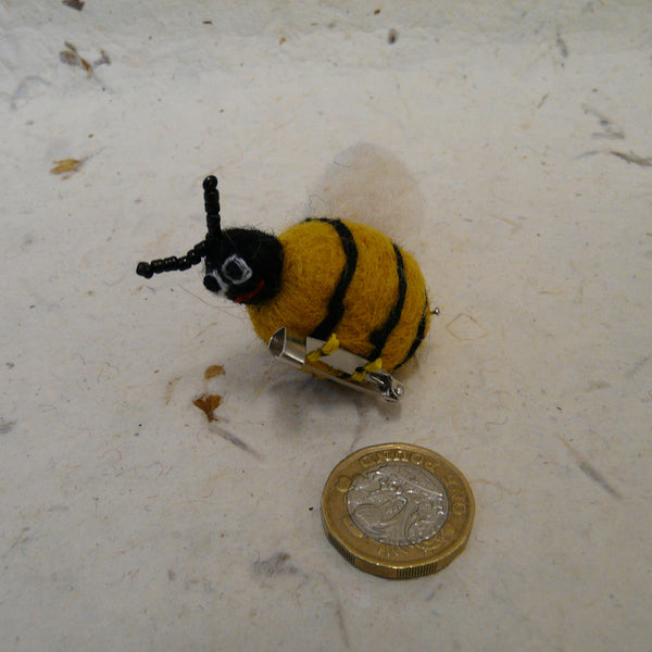 Yellow and Black Felt Bee Brooch