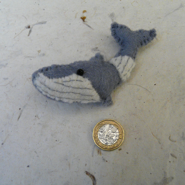 Grey and White Whale Brooch