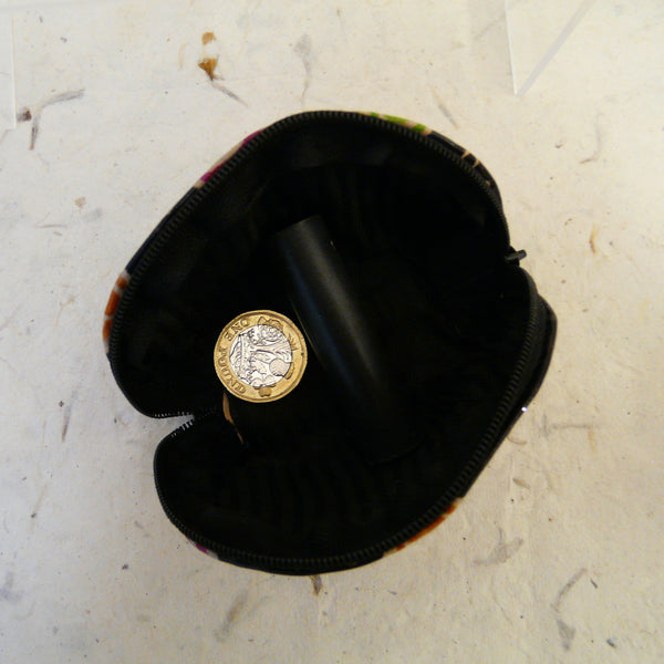 Heart Printed  Black Mini Leather Coin Purse