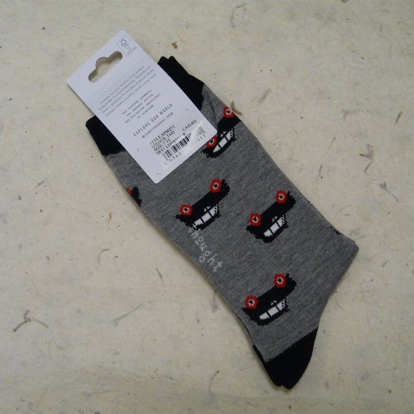 Mid Grey Marle London Black Taxi Socks