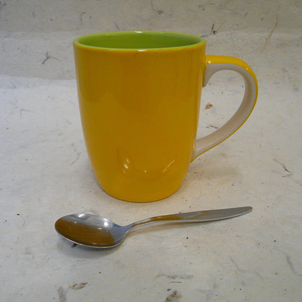 Yellow and Green Hand-painted Mug