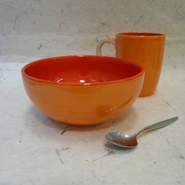 Orange and Red Hand-painted Bowl