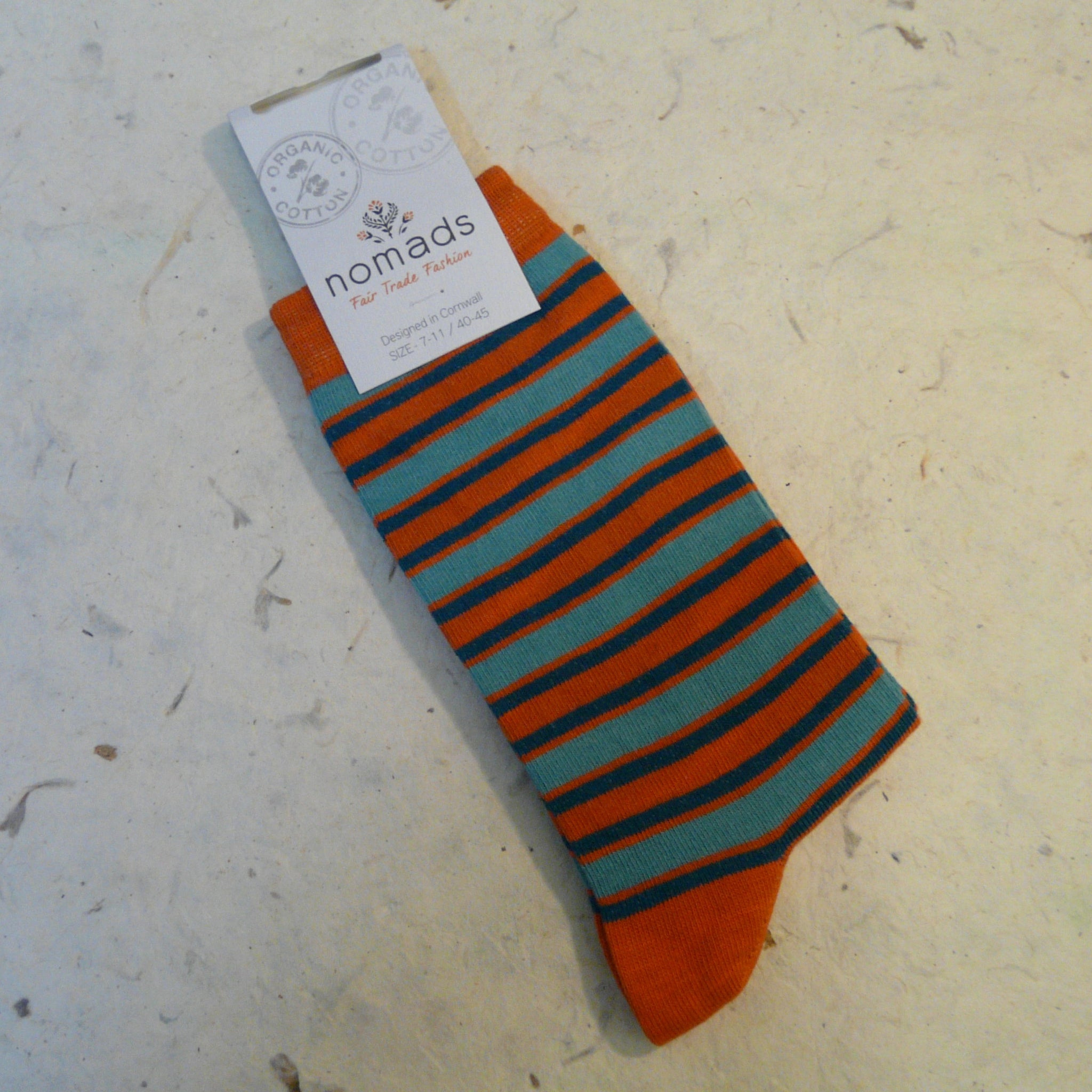Yam Orange Stripe Organic Cotton Socks 7 - 11