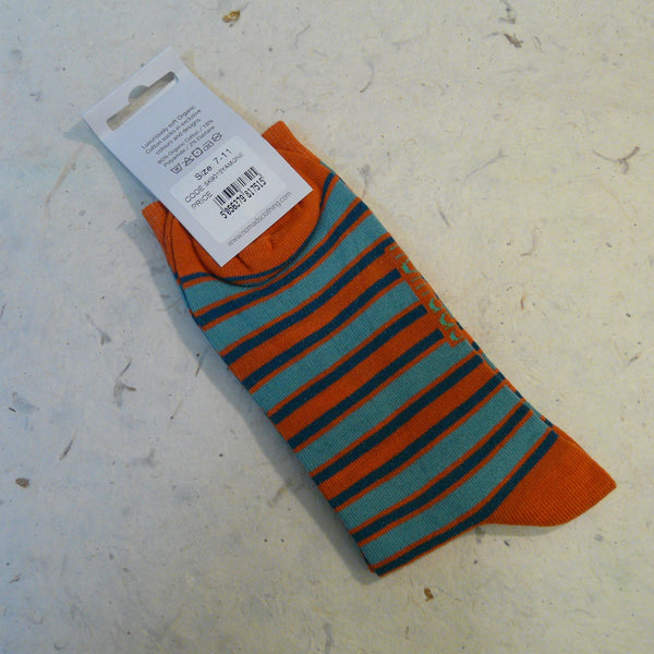 Yam Orange Stripe Organic Cotton Socks 7 - 11