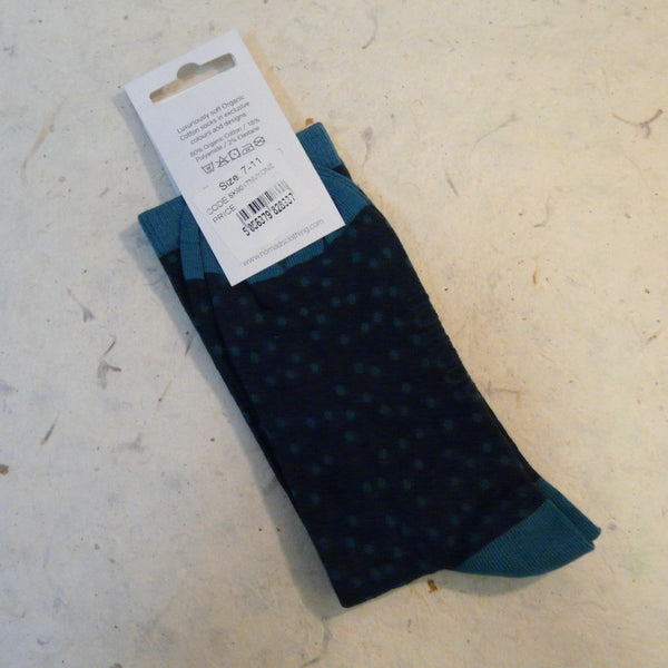 Navy Blue Spotted Organic Cotton Socks 7 - 11