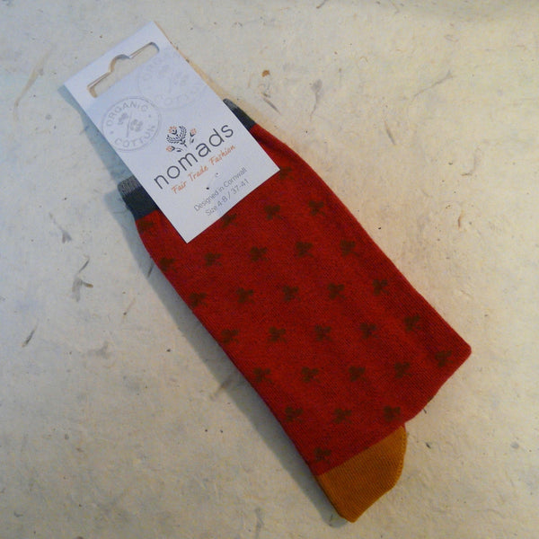 Red Organic Cotton Clover Socks 4 - 7