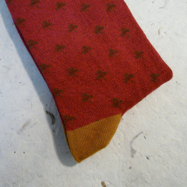 Red Organic Cotton Clover Socks 4 - 7