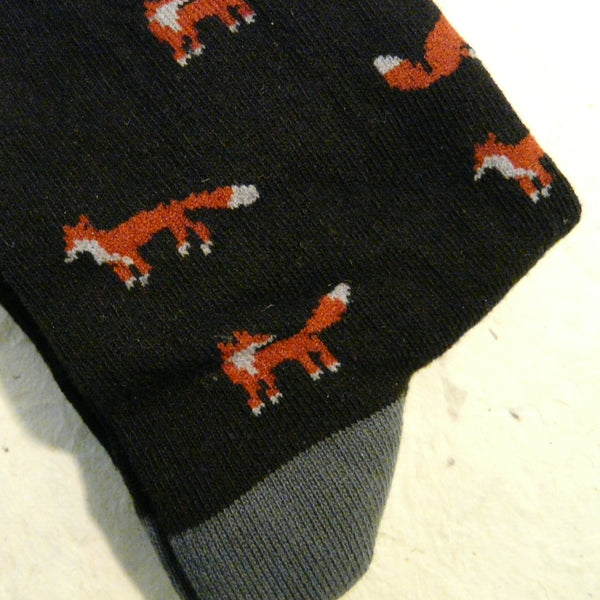 Black Organic Cotton Fox Socks 7 - 11
